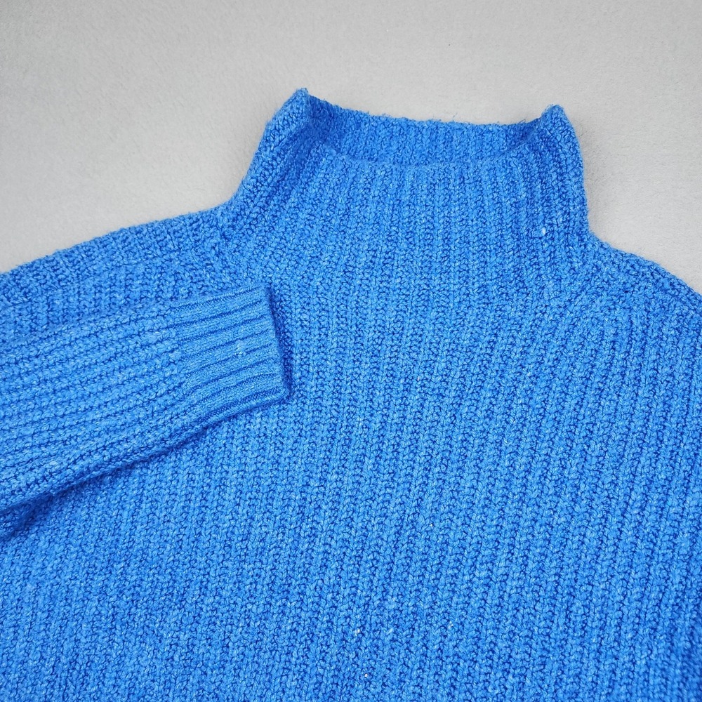 Anthropologie Sweater Womens XS Blue Chunky Knit High Neck Pullover Cozy Chunky